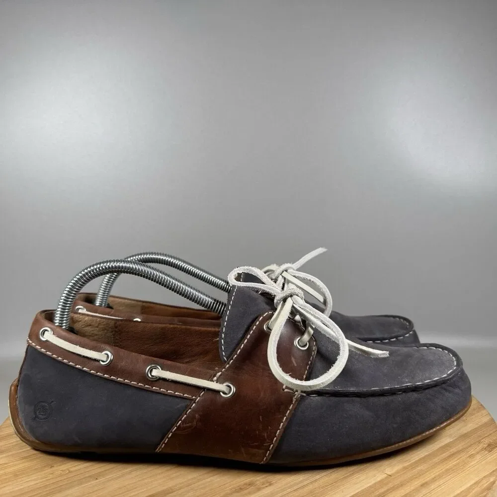 S Born Wavz Boat Shoes Mens 8 Blue Leather Driving‎ Comfort Casual Lace Up